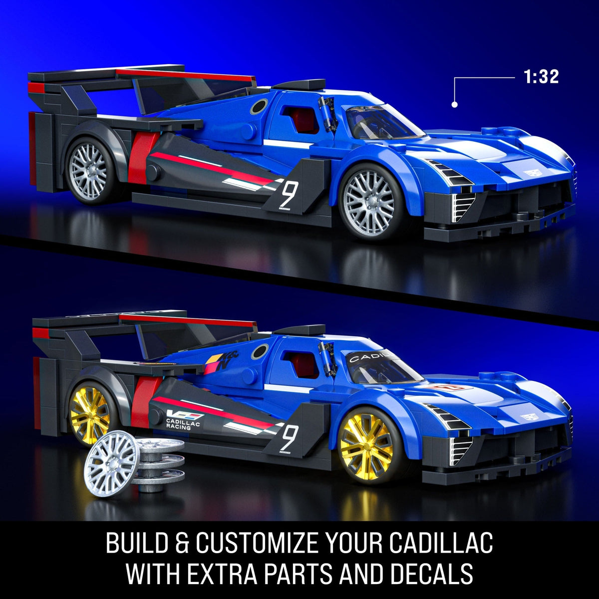 Mattel Brick Shop Hot Wheels Cadillac Project GTP Hypercar Building Toy Kit (236 Pieces), for Collectors
